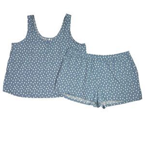 Soma XXL Rayon Challis Tank Shorts Pajama Set Dot